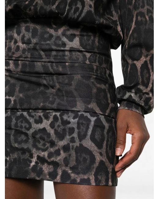 Just Cavalli Black Leopard-Print Mini Dress