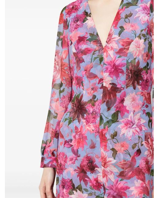 Sachin & Babi Purple Penny Floral-Print Gown