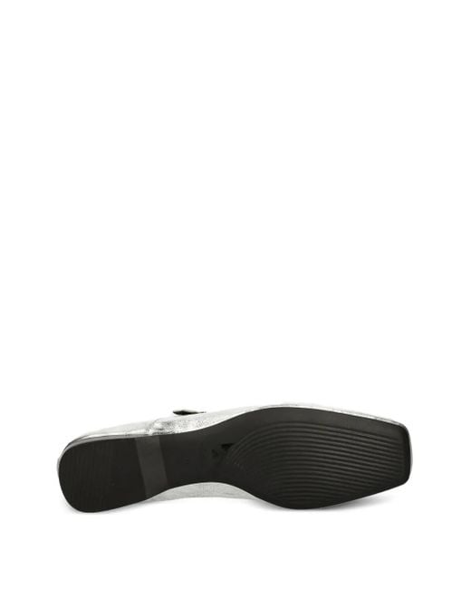 Vagabond White Delia Buckle-strap Square-toe Ballet Flats