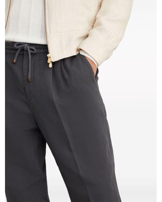 Pantalones ajustados con cordones Brunello Cucinelli de hombre de color Gray