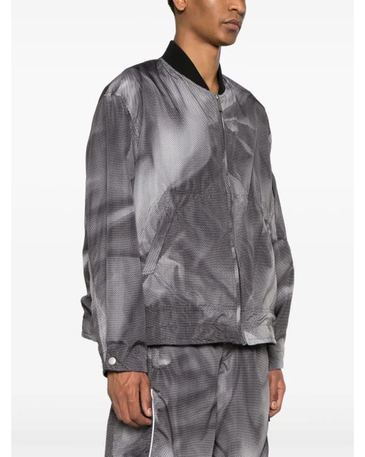 44 Label Group Gray Crinkle Graphic-Print Bomber Jacket