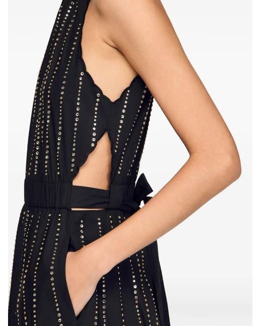 Sandro Black Rhinestone-Embellished Dress