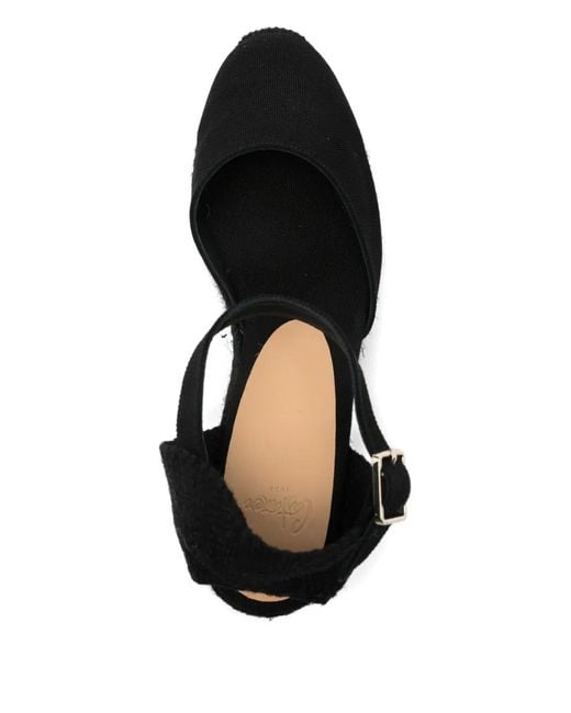 Castaner Black Ankle Strap Wedge Espadrilles