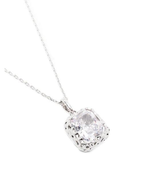 DARKAI White Radiant Square Pendant Necklace