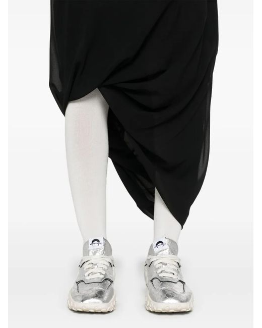 MM6 by Maison Margiela Black Asymmetric Draped Midi Skirt