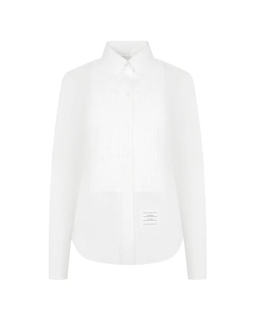 Thom Browne White Pleated-Bib Buttoned Shirt