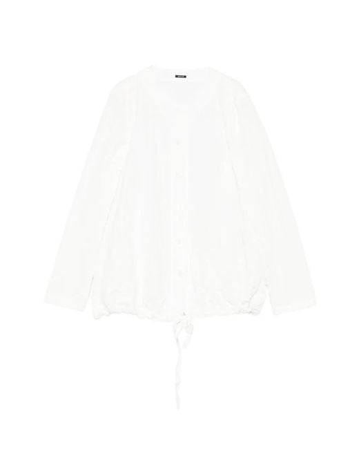 Apuntob White Drawstring-Hem Jacket