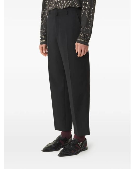Lanvin Black Pleated Wool Trousers for men