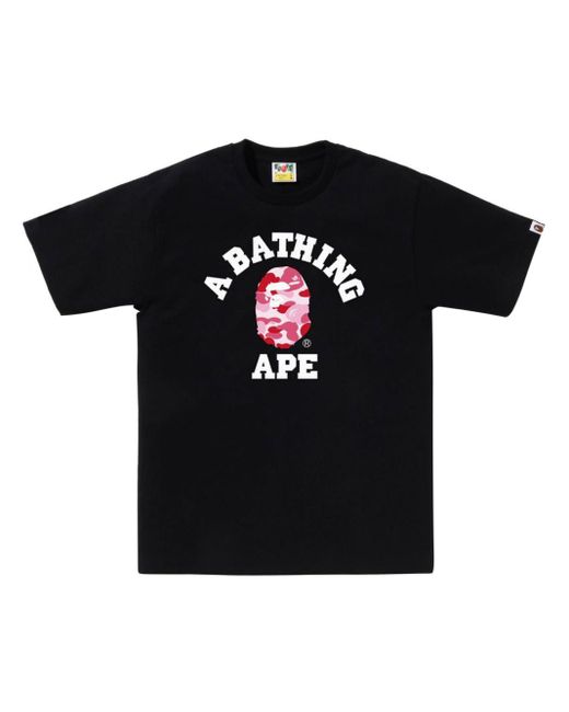 A Bathing Ape Black Abc Camo College Cotton T-shirt for men