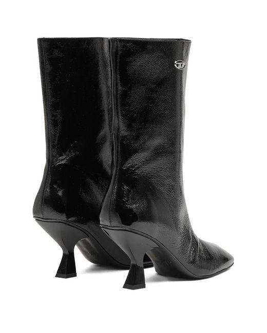 DIESEL Black D-Amber Square-Toe Sculptural-Heel Boots