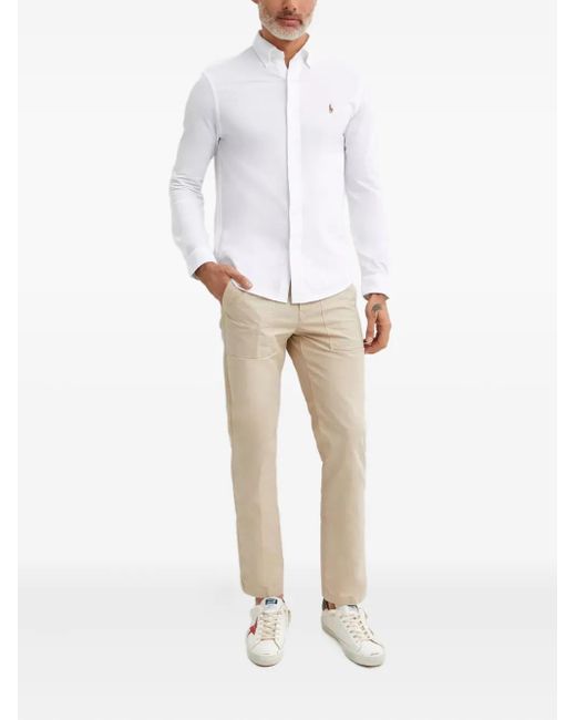 Polo Ralph Lauren White Polo Pony Long-Sleeved Shirt for men