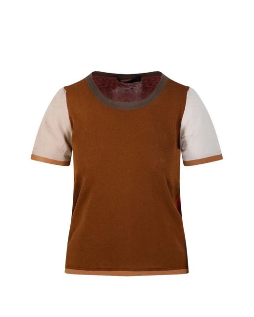 Fabrizio Del Carlo Brown Colour-Block T-Shirt