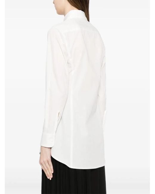 Yohji Yamamoto White Bow-Detail Cotton Shirt