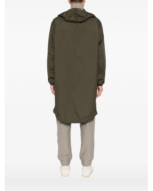 Herno Green Hooded Long Windbreaker for men
