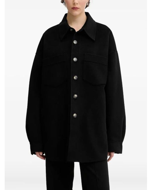 Nanushka Black Button-Fastening Shirt Jacket