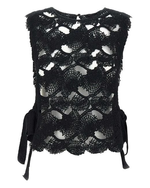 Kangra Black Crochet-Knit Top