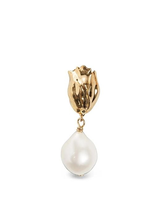Chloé White Tulip Pearl-Drop Earrings