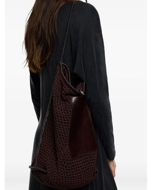 Bimba Y Lola Black Gehäkelte Schultertasche mit Lochmuster