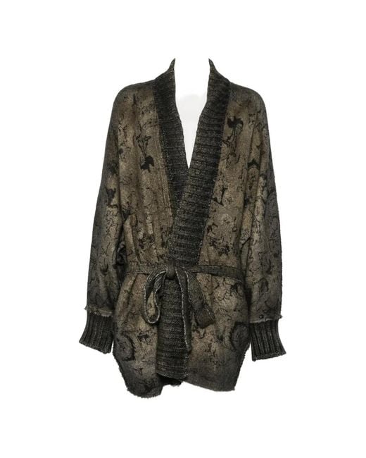 Avant Toi Black Jacquard-Knit Belted Coat