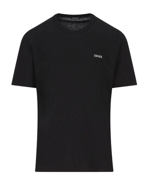Camiseta con cuello redondo Zegna de hombre de color Black