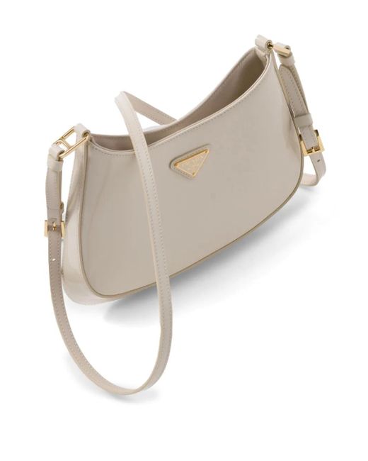 Prada White Cleo Patent-Leather Shoulder Bag
