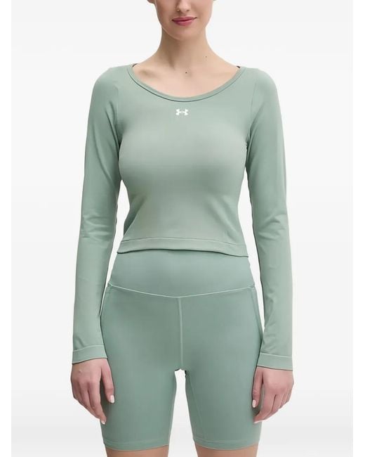 Under Armour Green Logo-Print Long-Sleeves T-Shirt