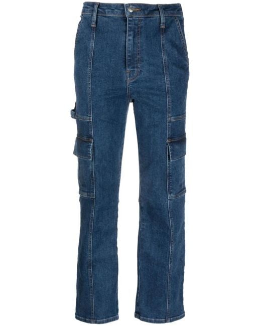 Jonathan Simkhai Blue High-Rise Cropped-Leg Jeans