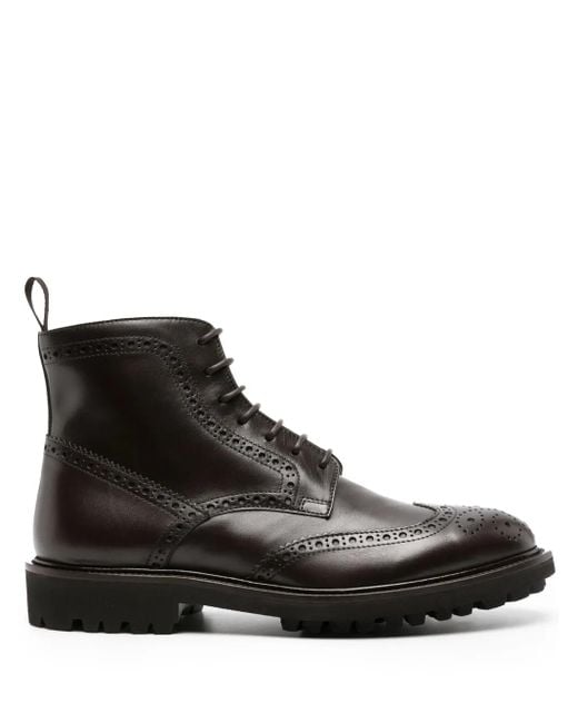 Scarosso Black Thomas Perforated-Detailing Leather Boots for men