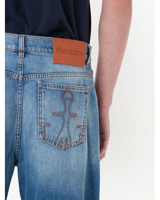 J.W. Anderson Blue Distressed Bucket Jeans