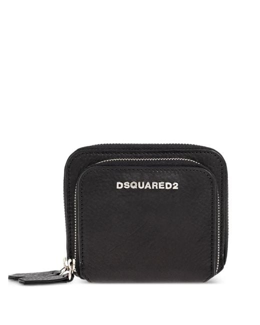 DSquared² Black Logo-Plaque Zip Wallet