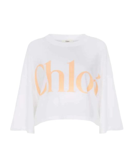 Chloé White Cropped Cotton T-Shirt