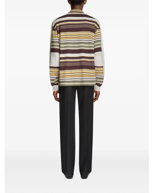 Dries Van Noten Natural Striped Cotton Polo for men