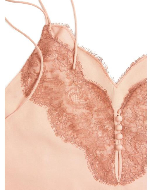 Valentino Garavani Pink Lace Crepe De Chine Top