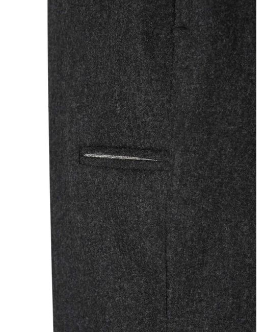 Peserico Black Pantalon Plissé À Ourlet Retourné