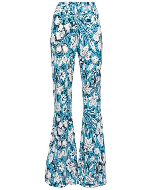 Diane von Furstenberg Blue Brooklyn Floral-print Flared Trousers