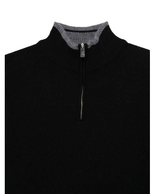 Fedeli Black Half-Zip Sweatshirt for men