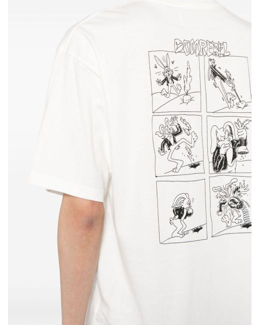 T-shirt con stampa grafica Wabbit di DOMREBEL in White da Uomo