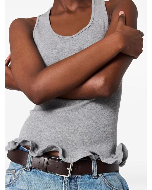 Stella McCartney Gray Ruffled-Hem Tank Top