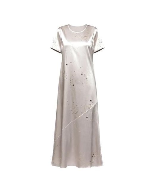 Max & Moi White Paint-Splatter Satin-Finish Maxi Dress