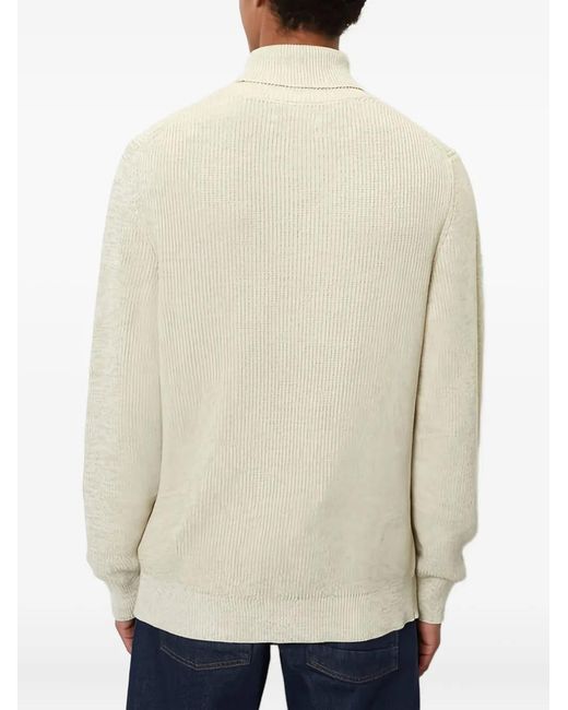Marc O' Polo White Roll-Neck Ribbed Sweater for men