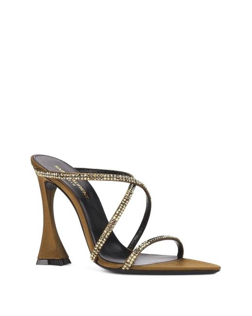 Saint Laurent Brown 110Mm Crystal-Embellished Sandals