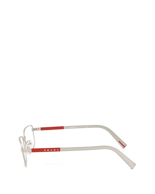 Prada Linea Rossa White Rectangle-Frame Glasses for men