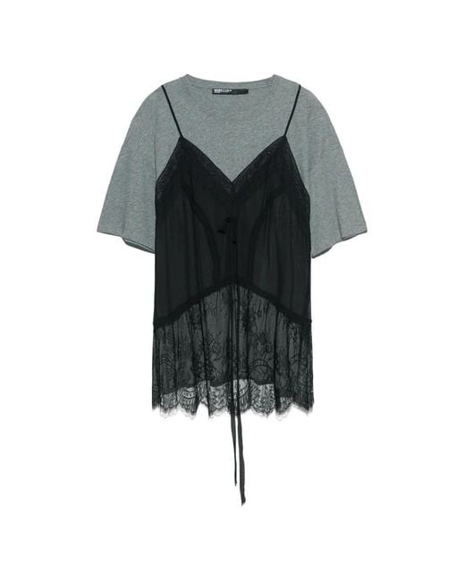Bimba Y Lola Black Melange Fluid Layer T-Shirt Top