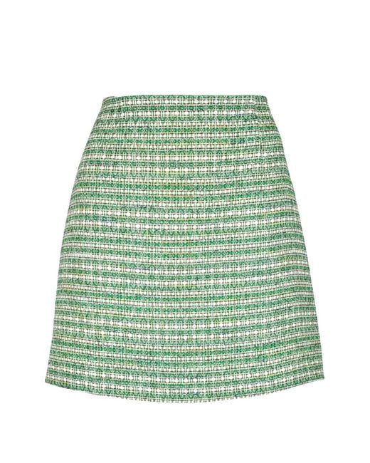 Carolina Herrera Green Tweed A-Line Mini Skirt