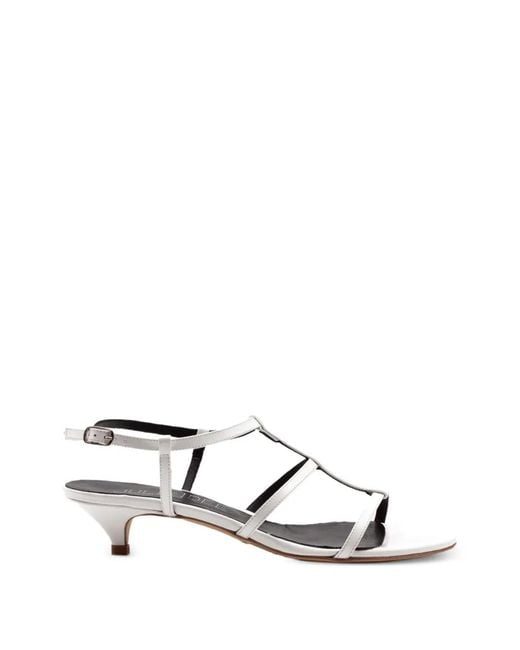 Julie Dee White Strappy Kitten-Heel Sandals