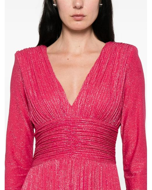 Liu Jo Pink Long Pleated Lurex Dress