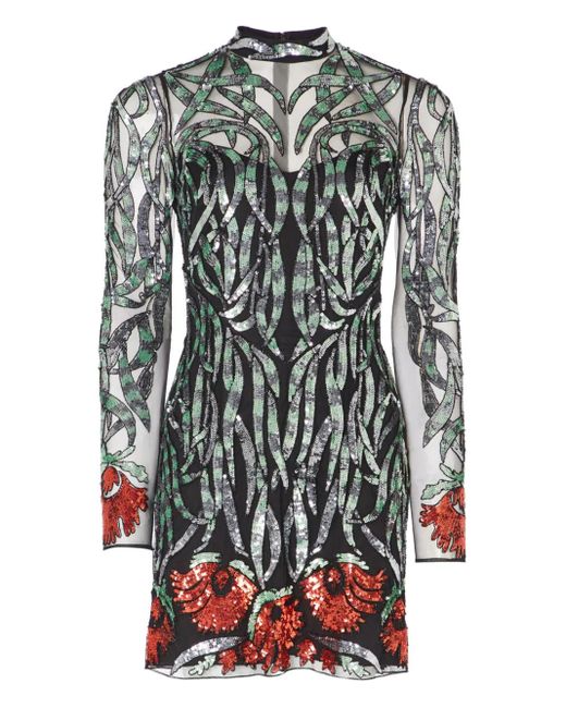 Temperley London Gray Sequin-Embellished Mini Dress