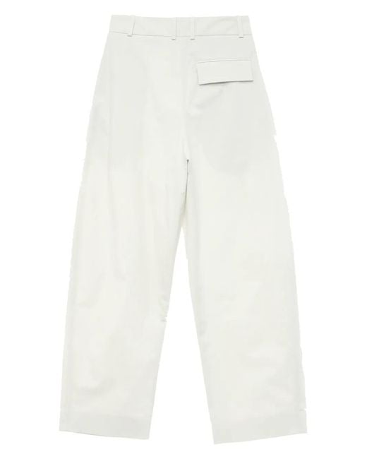 Studio Nicholson White Pleat-Detail Straight-Leg Trousers
