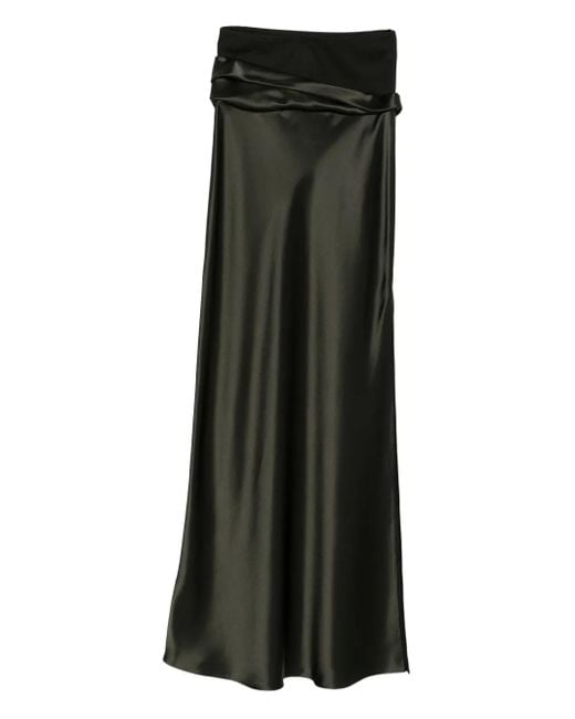 Nanushka Black Letto Draped-Detail Maxi Skirt