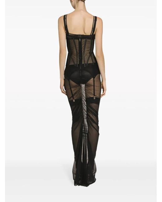Dolce & Gabbana Black Sheer Cotton Bustier Dress